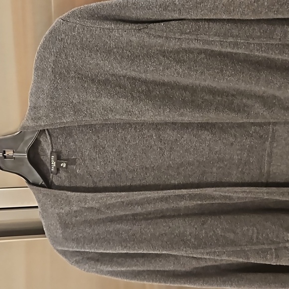 💕TALBOTS💕 Open Front Short Cardigan Cotton Blend ~ Gray Medium Petite - Picture 3 of 7